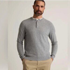 Quince Mongolian Cashmere Gray Henley Sweater Size M